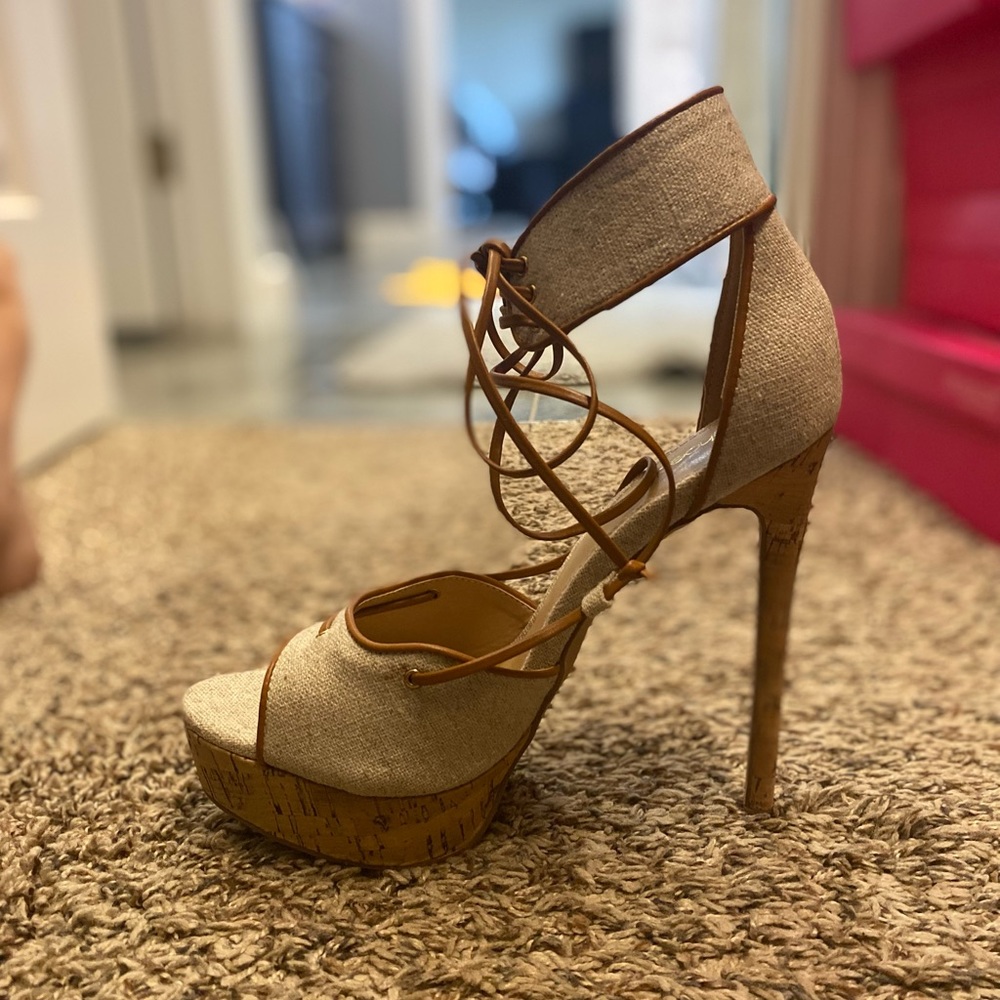 Beige stiletto heels